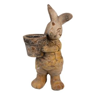 Clayre & Eef Bloempot Konijn 41 cm Bruin Keramisch materiaal Decoratie Beeld Bruin Decoratie Beeld