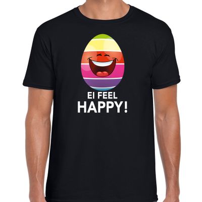 Vrolijk Paasei ei feel happy t-shirt zwart voor heren - Paas kleding / outfit Vrolijk Paasei ei feel happy t-shirt zwart voor heren - Paas kleding / outfit
