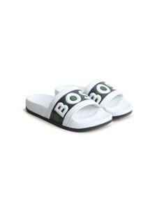 BOSS Kidswear claquettes à logo embossé - Blanc