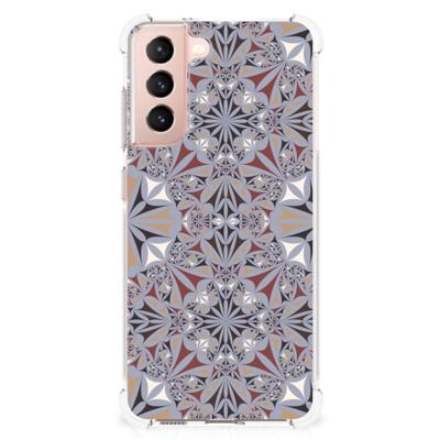 Samsung Galaxy S21 FE Anti-Shock Hoesje Flower Tiles Samsung Galaxy S21 FE Anti-Shock Hoesje Flower Tiles