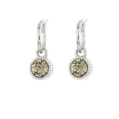 Biba Hang Oorbellen Zilver met Swarovski Steentje Greige