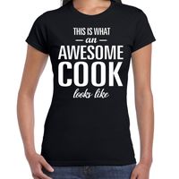 Awesome cook / kok cadeau t-shirt zwart dames - thumbnail