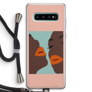 Orange lips: Samsung Galaxy S10 Plus Transparant Hoesje met koord