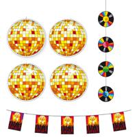 Seventies/Eighties disco thema versiering pakket - 6 delig - papier - feestartikelen - Plafond