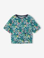 T-shirt met korte tropische mouwen met knoop marineblauw