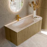 Badmeubel Mondiaz Kurve-Dlux | 115 cm | Meubelkleur Dusk | Wastafelkleur Meli | Solid surface | Wasbak linker zijde spoelbak | 1 kraangat