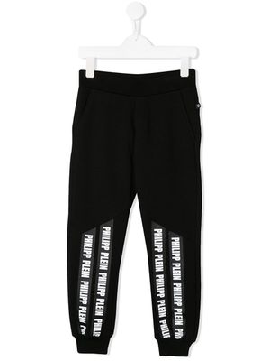 Philipp Plein Junior pantalon de jogging à bandes logos - Noir