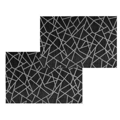 Set van 12x stuks placemats grafische print zwart texaline 45 x 30 cm