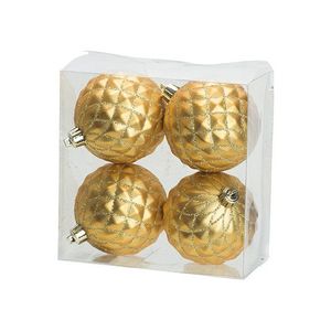 4x Luxe gouden kunststof kerstballen 8 cm kerstboomversiering   -