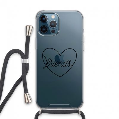 Friends heart black: iPhone 13 Pro Max Transparant Hoesje met koord