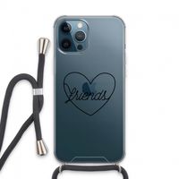Friends heart black: iPhone 13 Pro Max Transparant Hoesje met koord