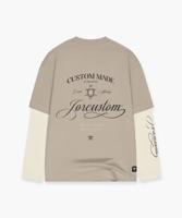Jorcustom Handscript Double Layered Longsleeve T-Shirt Heren Taupe/Beige - Maat M - Kleur: BeigeTaupe | Soccerfanshop