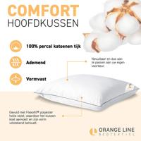 Hoofdkussen Percale Katoen Comfort 60x70 Cm Anti Allergie & Anti Huisstofmijt & Zacht & Rugslaper & Zijslaper Orange Line - Dekbed-Discounter.nl