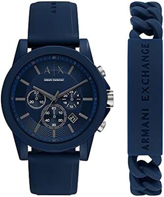 Horlogeband Armani Ax7128 Rubber Blauw 22mm