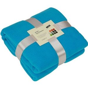 Fleece deken/plaid turquoise 130 x 170 cm