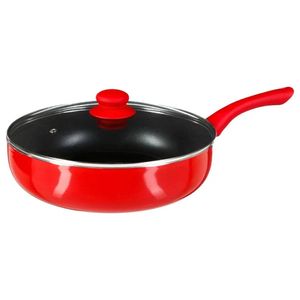 Hapjespan met deksel - Alle kookplaten geschikt - rood/zwart - dia 28 cm - Koekenpannen