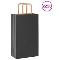 VidaXL Papieren zakken 250 st met hengsels 21x11x36 cm zwart