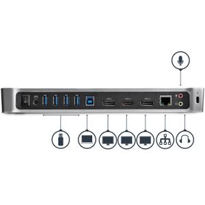 StarTech.com 4k UltraHD Triple video docking station voor laptops USB 3.0 3 video outputs