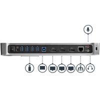 StarTech.com 4k UltraHD Triple video docking station voor laptops USB 3.0 3 video outputs - thumbnail