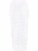 Balmain jupe à motif monogrammé perforé - Blanc