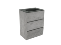 Storke Edge staand badkamermeubel 60 x 46 cm beton donkergrijs met Scuro enkele wastafel in mat kwarts - thumbnail