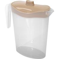 Waterkan/sapkan met beige deksel - 2,5 liter - kunststof - 11 x 26 cm - schenkkan/lim