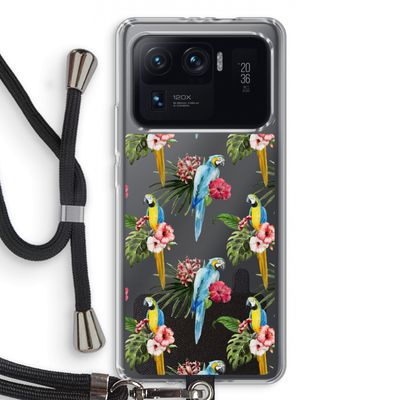 Kleurrijke papegaaien: Xiaomi Mi 11 Ultra Transparant Hoesje met koord