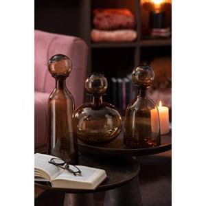 J-Line Fles+Stop Effen Decoratief Rond Glas Bruin