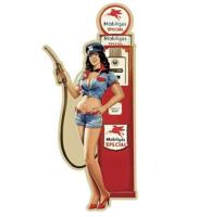 Pin-up Gas Pump Garage Mobilgas Metalen Bord Met Relief XXL 36 x 80 cm