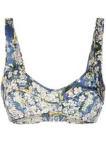 ZIMMERMANN brassière en soie Tama à fleurs - Bleu
