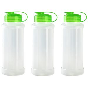 6x stuks kunststof waterflessen 1100 ml transparant met dop groen