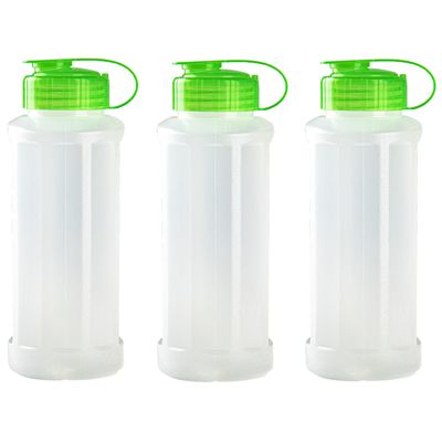 6x stuks kunststof waterflessen 1100 ml transparant met dop groen