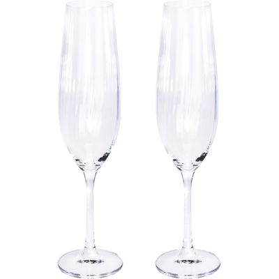 2x Champagneglazen/flutes 26 cl/260 ml van kristalglas