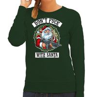 Foute Kerstsweater / outfit Dont fuck with Santa groen voor dames - thumbnail