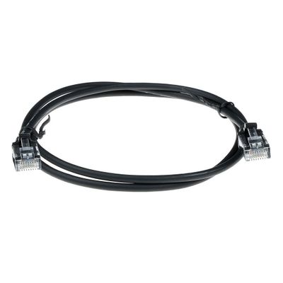 ACT Zwarte 10 meter LSZH U/UTP CAT6 datacenter slimline patchkabel snagless met RJ45 connectoren
