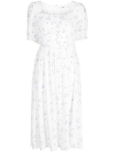 b+ab robe froncée à fleurs - Blanc