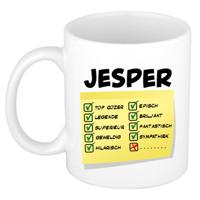 Naam mok Jesper - wit - top gozer - keramiek - 300 ml - cadeau collega beker Naam mok Jesper - wit - top gozer - keramiek - 300 ml - cadeau collega beker