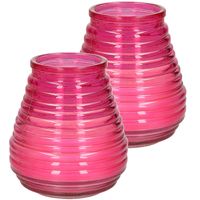 Tafelkaars Lowboy - 2x - roze - glas - 9 x 10,5 cm - binnen/buiten