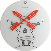 NeXtime klok 8807 windmil, ø30 cm, wall, white/ black/ red