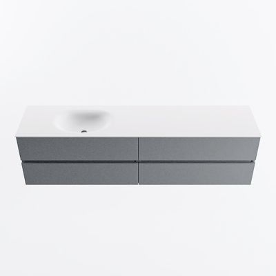 MONDIAZ VICA 190cm badmeubel onderkast Plata 4 lades. Wastafel MOON links 1 kraangat, kleur Talc.