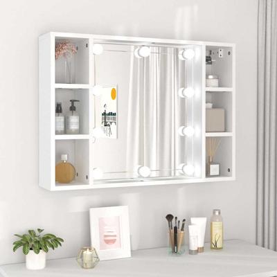 Spiegelkast met LED-verlichting 76x15x55 cm wit