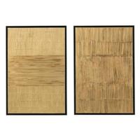 J-Line - J-Line Schilderij Strepen Hout Canvas Zwart Goud (2-delig) -