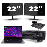 Lenovo ThinkPad L13 - Intel Core i3-10e Generatie - 13 inch - 8GB RAM - 256GB SSD - Windows 11 Home + 2x 22 inch Monitor