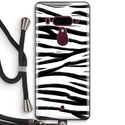 Zebra pattern: HTC U12+ Transparant Hoesje met koord