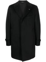 Tagliatore manteau long en laine vierge à fermeture dissimulée - Noir