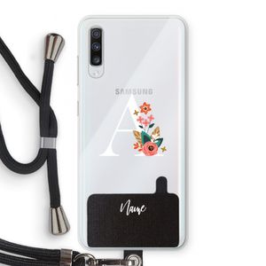 Pink Bouquet: Samsung Galaxy A70 Transparant Hoesje met koord