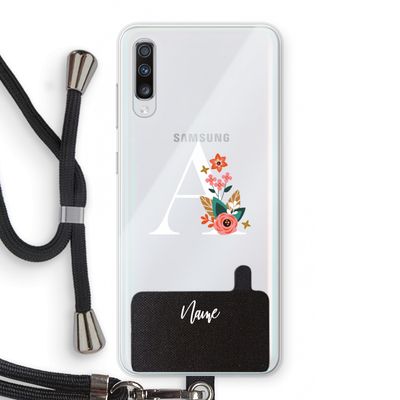 Pink Bouquet: Samsung Galaxy A70 Transparant Hoesje met koord