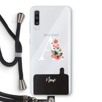 Pink Bouquet: Samsung Galaxy A70 Transparant Hoesje met koord