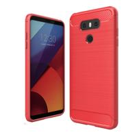 LG G6 schokbestendig Geborsteld koolstofvezel structuur TPU back cover Hoesje (rood)