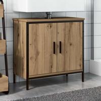 Wastafelkast 60x30x60 cm bewerkt hout artisanaal eikenkleurig